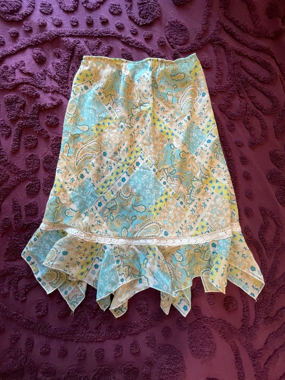 blue fairy core asymmetrical midi skirt